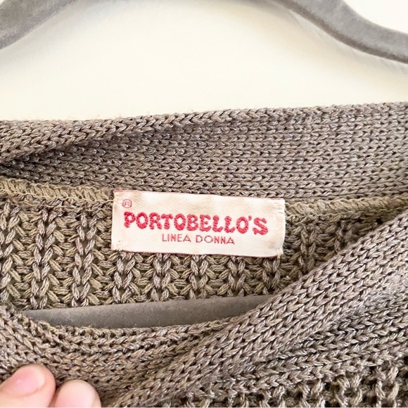 PORTOBELLOS LINEA DONA Tan Chunky Knit Boat Neck Sweater Wooden Button Small - Picture 5 of 6